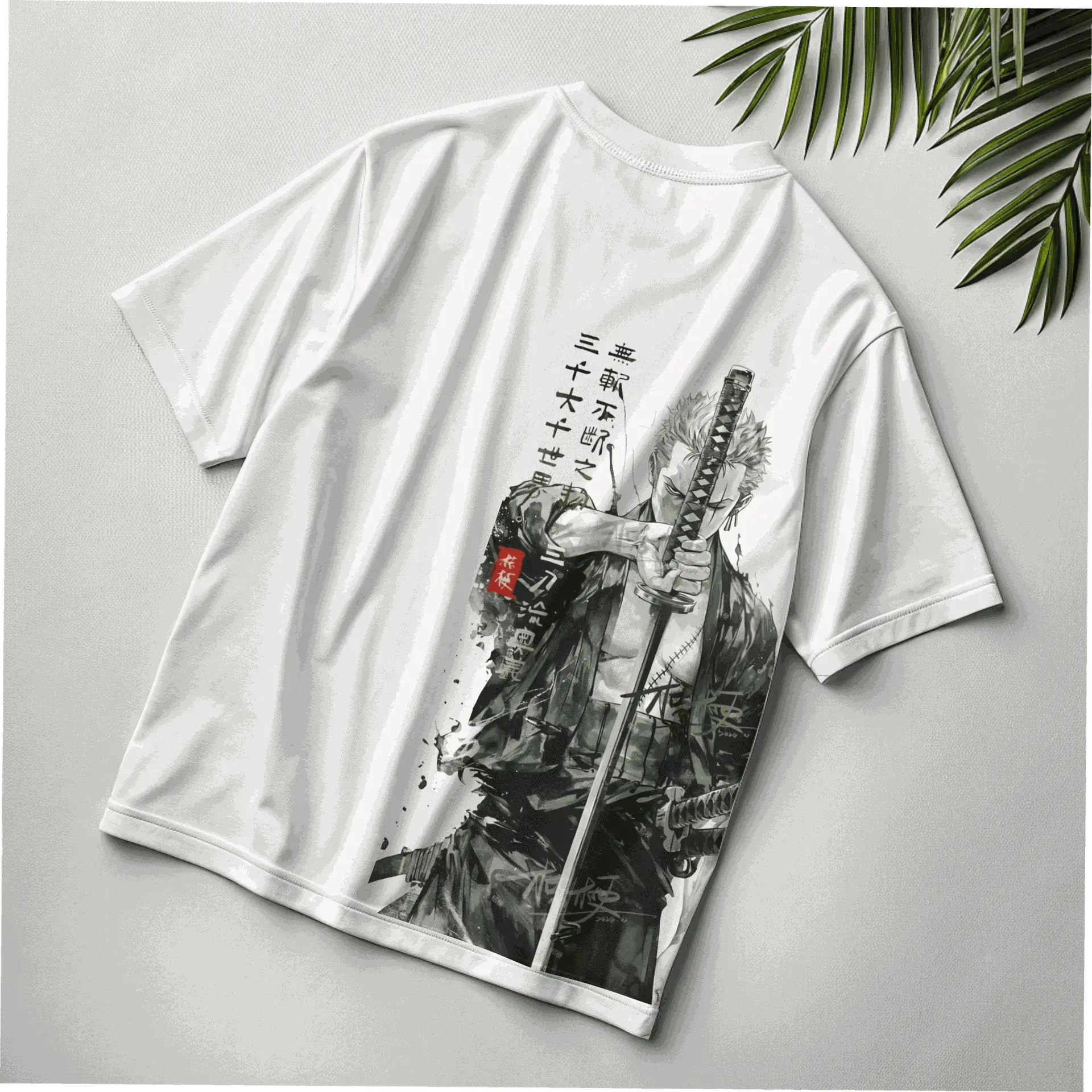 Zoro anime inspired white oversized t-shirt