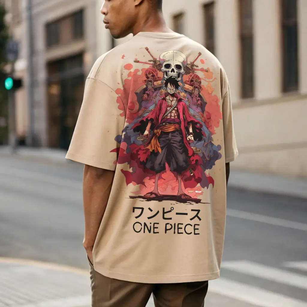 One Piece beige oversized t-shirt