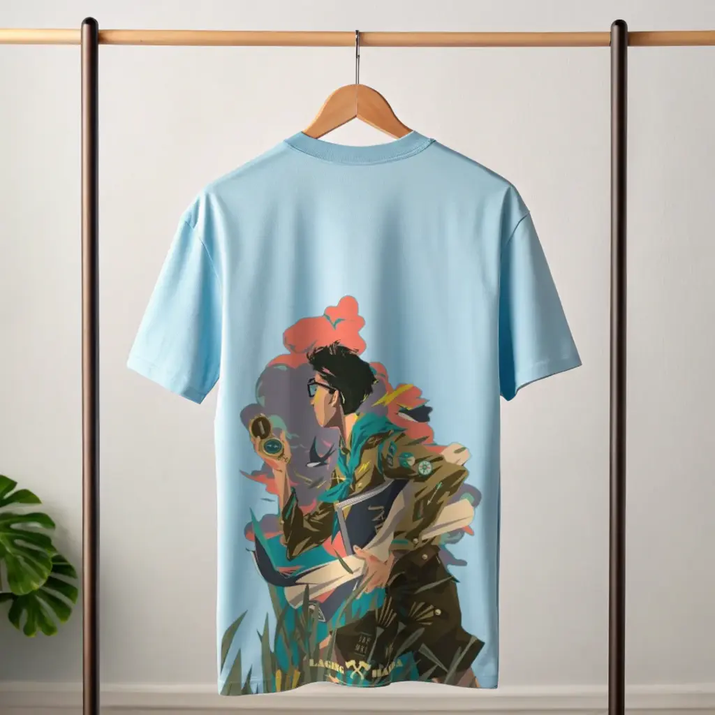 Abstract Sky blue oversized t-shirt