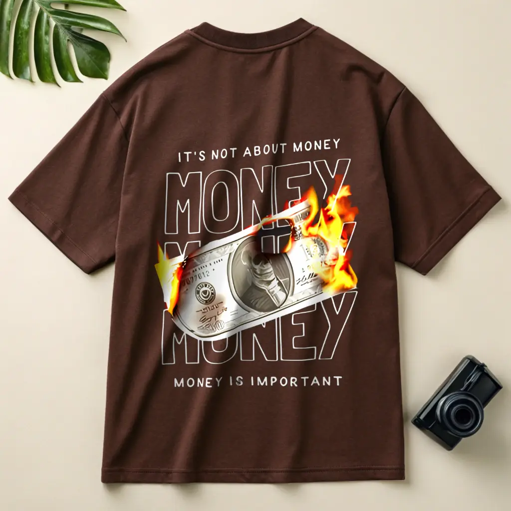 Money Dark brown oversized t-shirt